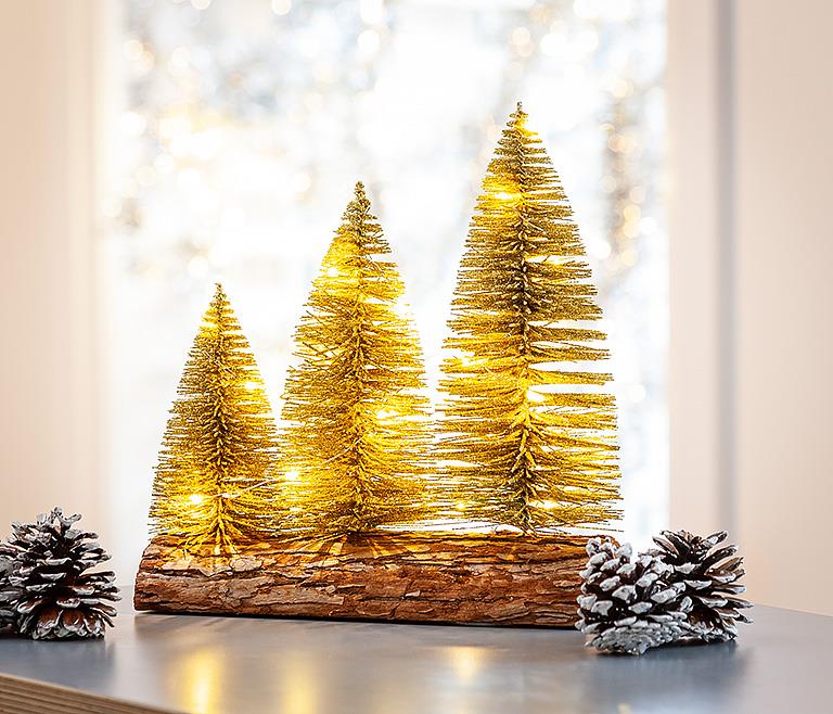 Glitter LED Tree on Log Base