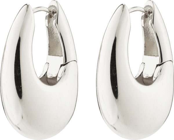 Chunky Retro Hoop Earrings Silver Plated