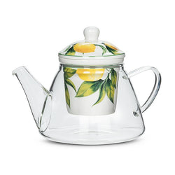 Lemon Tree Teapot & Strainer- 3 Pieces