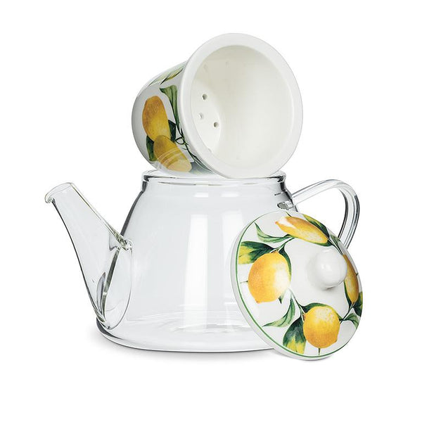 Lemon Tree Teapot & Strainer- 3 Pieces