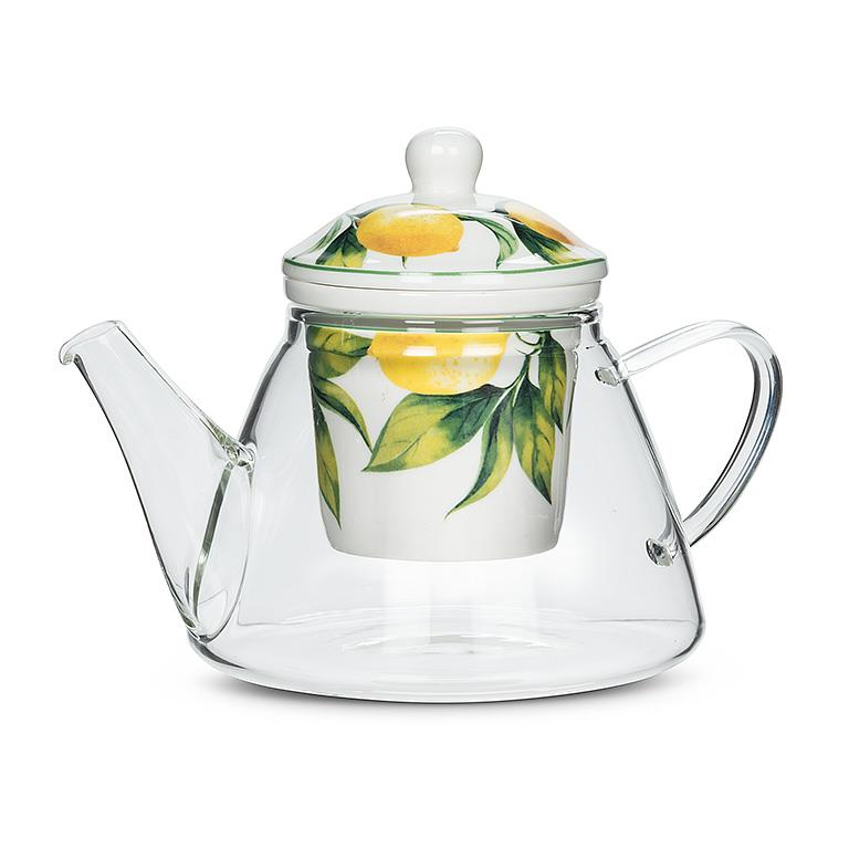 Lemon Tree Teapot & Strainer- 3 Pieces
