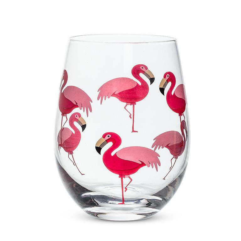 Flamingo Stemless Wine Glass