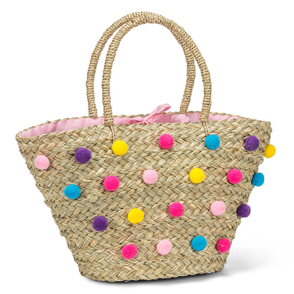 Tote with Allover Pompoms